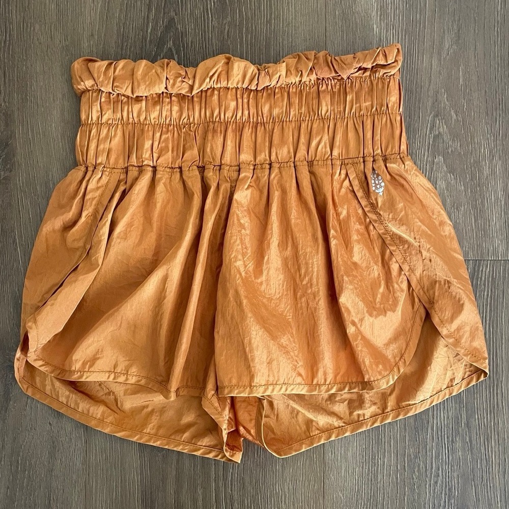 Free People Movement Womens Small The Way Home Shorts Orange High Waist - Picture 2 of 4